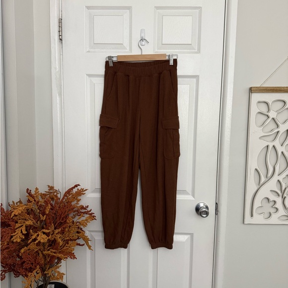Aerie Brown Waffle Knit Jogger Sweatpants - Picture 3 of 6